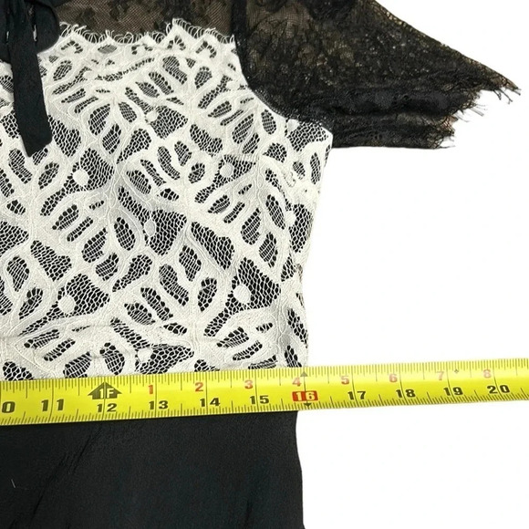 Simons Twik sheer ,lace dress,fray,lined,bow,shirt collar,Colorblock,multi media - Picture 12 of 16